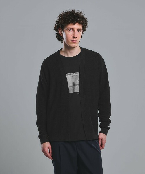 亞麻畦編輕鬆開襟衫