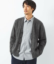 馬海毛 畦編 V領 對襟外套