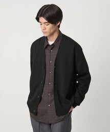 混羊毛米蘭羅紋V領開襟衫