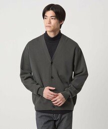 混羊毛米蘭羅紋V領開襟衫