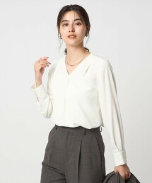 抗UV 肩打摺V領罩衫