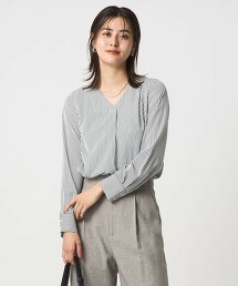 抗UV 肩打摺V領罩衫