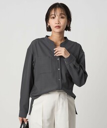 開襟領口袋長袖襯衫