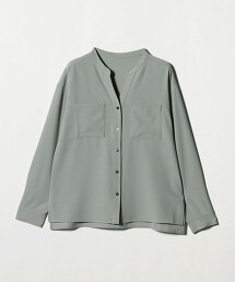 開襟領口袋長袖襯衫