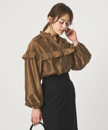 KARL MAYER fabric 抵肩褶邊透氣罩衫