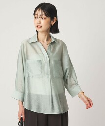 空氣感透膚開襟領口袋襯衫 涼感