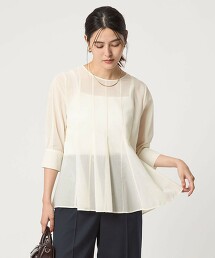 細蛋糕下擺7分袖罩衫