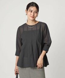 細蛋糕下擺7分袖罩衫