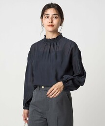 透膚荷葉領罩衫