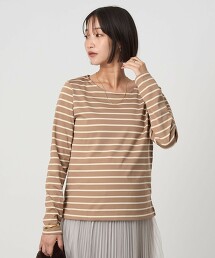 亮澤橫條紋長袖上衣