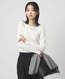 亮澤羅紋船領長袖上衣