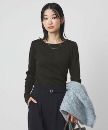 亮澤羅紋船領長袖上衣