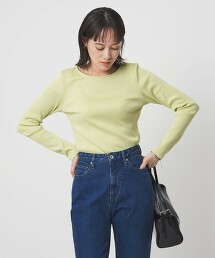 亮澤羅紋船領長袖上衣