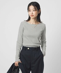 亮澤羅紋船領長袖上衣