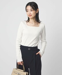 亮澤羅紋方領長袖上衣