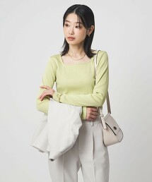 亮澤羅紋方領長袖上衣