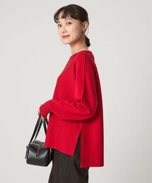 羊毛平滑寬版針織上衣  