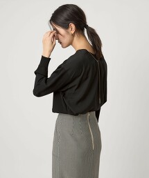 附掛鍊拼接長袖針織上衣