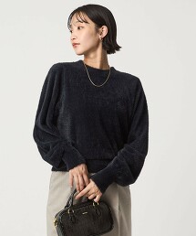 蓬鬆羽毛長袖針織上衣