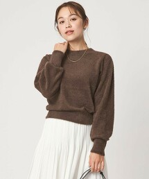 蓬鬆羽毛長袖針織上衣