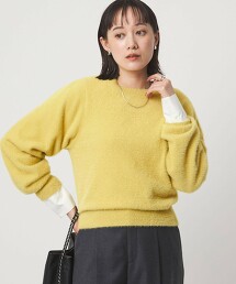 蓬鬆羽毛長袖針織上衣