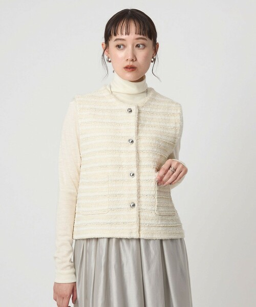 仿粗花呢混紡針織背心