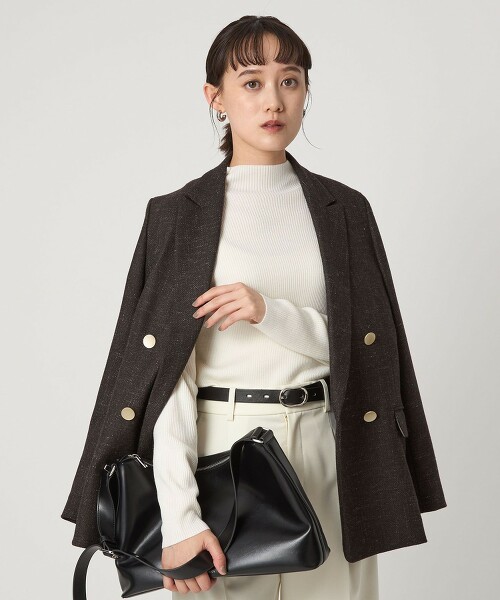 羊毛羅紋瓶口領針織衫