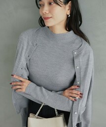 羊毛羅紋瓶口領針織衫