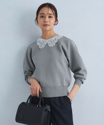 蕾絲領2WAY針織衫
