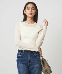 羊毛透膚羅紋圓領針織