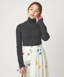 羊毛透膚羅紋高領針織