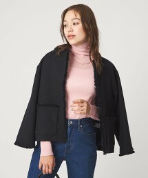 羊毛透膚羅紋高領針織