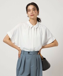 涼感翻領寬鬆短袖襯衫