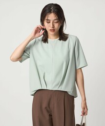 正面線條5分袖TEE罩衫