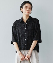 剪織緹花短袖襯衫