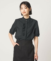 褶邊細節短袖罩衫