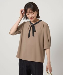 小領結5分袖罩衫