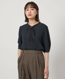 小領結5分袖罩衫