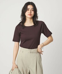 亮澤羅紋船領5分袖上衣 抗菌防臭