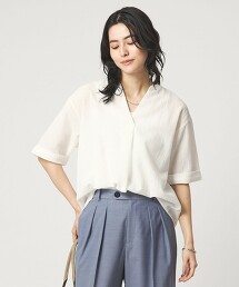 泡泡紗開襟領上衣