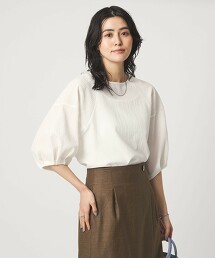 泡泡紗打褶袖上衣