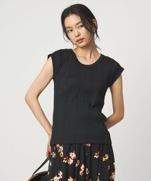 隨機亮澤羅紋U領上衣