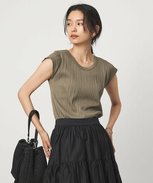 隨機亮澤羅紋U領上衣