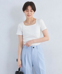 亮澤羅紋方領短袖上衣 抗菌