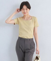 亮澤羅紋方領短袖上衣 抗菌