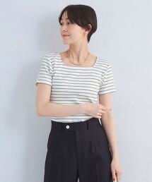 亮澤羅紋方領短袖上衣 抗菌