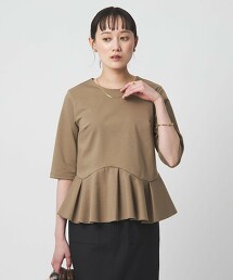 抗UV涼感 不規則蛋糕下擺羅馬布上衣 日本製