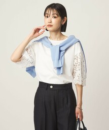 袖蕾絲拼接上衣 日本製