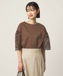 袖蕾絲拼接上衣 日本製