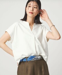 ＜at ease＞開襟領上衣 涼感 抗UV 遮熱